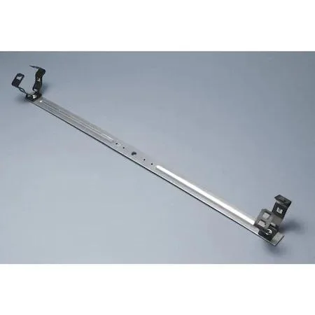 Grey spring-steel conduit hanger, 18 in long with threaded-rod mount