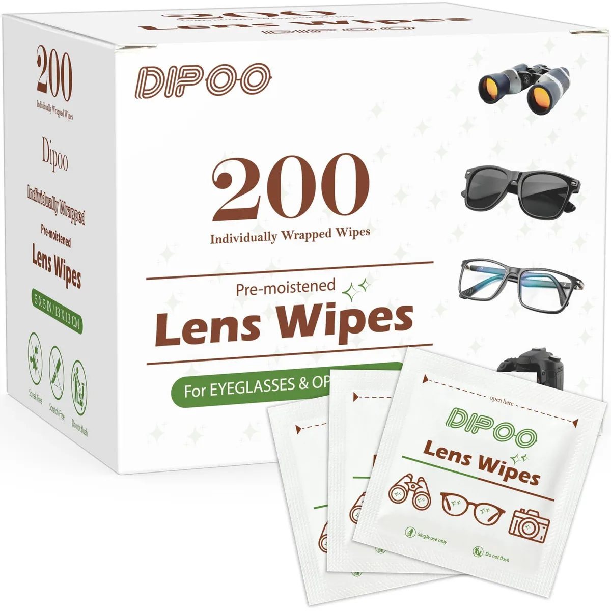  Dipoo Lens Wipes 200 Count Glass Care — product photo
