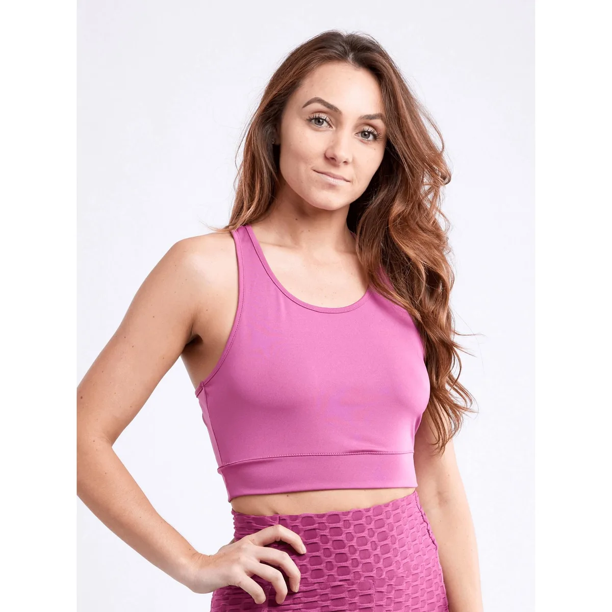 JupiterGear JupiterGear Women's Activewear Racerback Crop Tank Top L-XL Pink 92% Polyester 8% Spandex — product photo