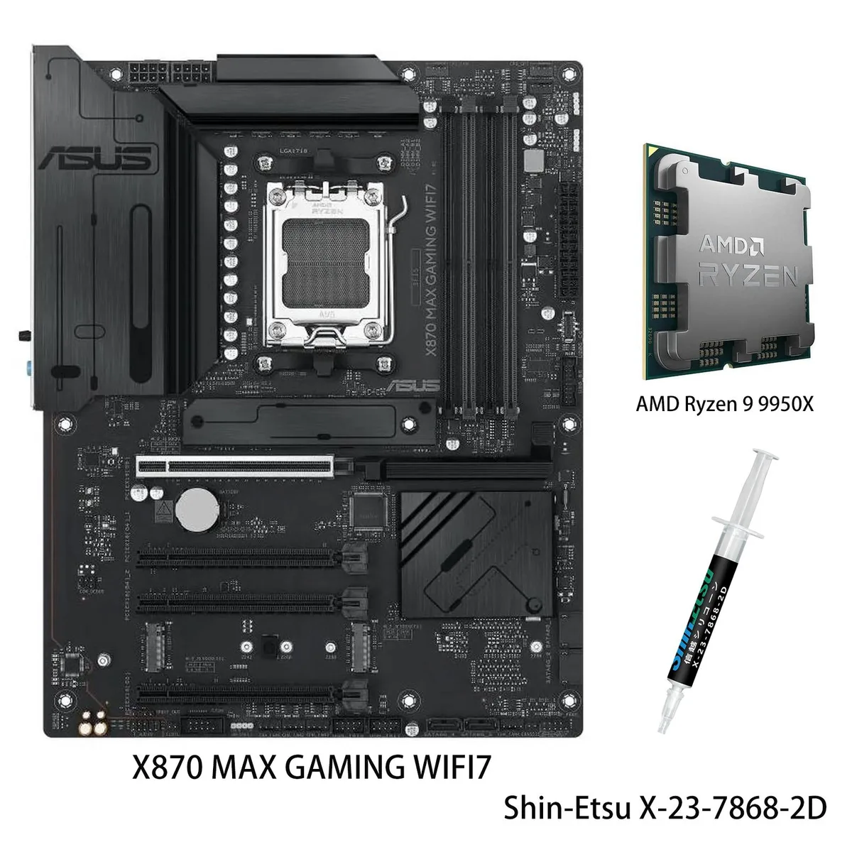 ASUS ASUS X870 MAX GAMING WIFI7 & Ryzen 9 9950X AMD motherboard combo — product photo