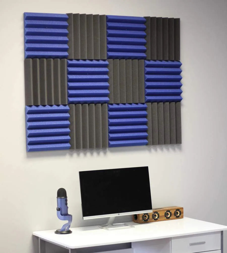 Soundproof Store Soundproof Store 2" Blue and Black Acoustic Wedge Tiles 12 pack — product photo