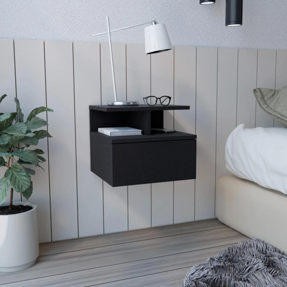 tuphen tuphen Adele Floating Nightstand Black 14"W 13.2"D 11.6"H — product photo
