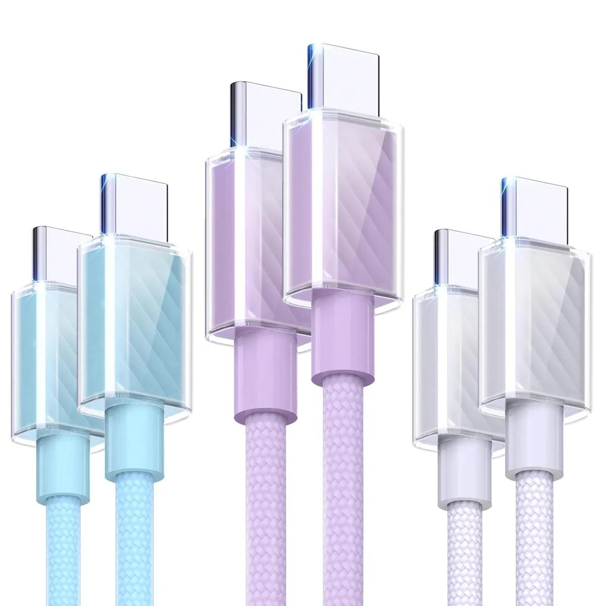 RUOCLRIS RUOCLRIS USB-C to USB-C Cable 60W 3 Pack 3/6/6ft Ice Cool — product photo