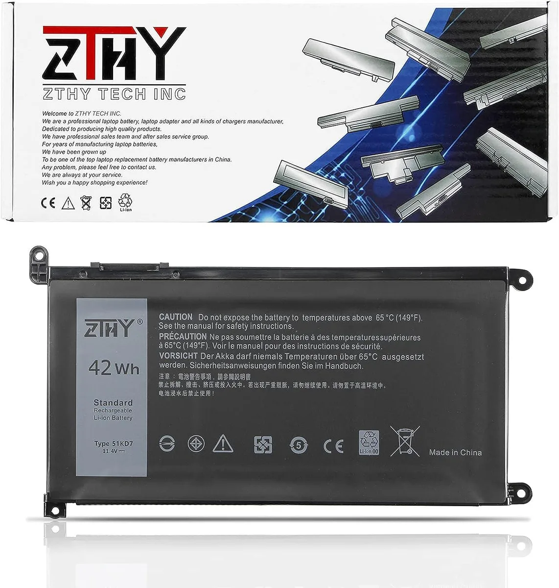 myVolts myVolts 51KD7 Laptop Battery 11.4V 42Wh 3500mAh 3-Cell for Dell Chromebook 11 3100 3180 3189 5190 3181 2-in-1 — product photo