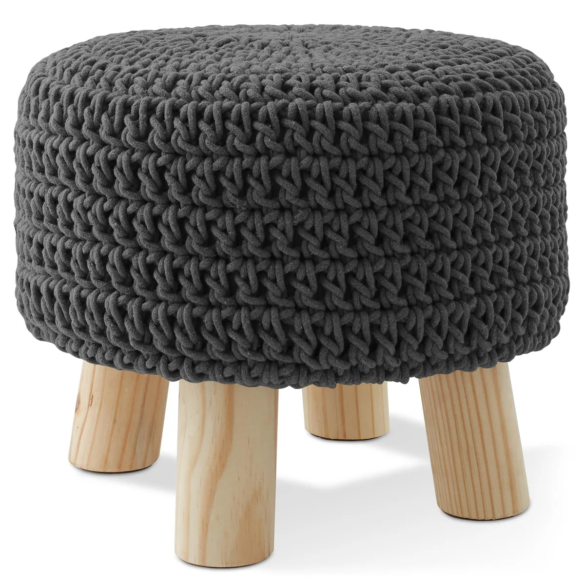 Casafield Casafield 13" Round Pouf Ottoman, Gray, 11" High — product photo