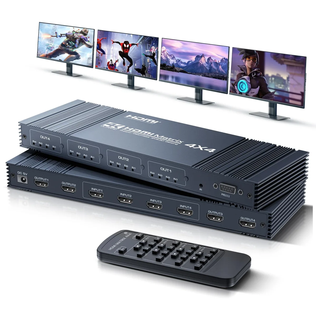 BUCIER BUCIER 4x4 HDMI Matrix Switch 4K 30Hz Black 0.73kg — product photo