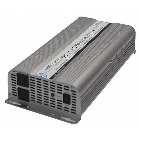 Silver aluminum box with dual AC outlets and bolt-down battery terminals