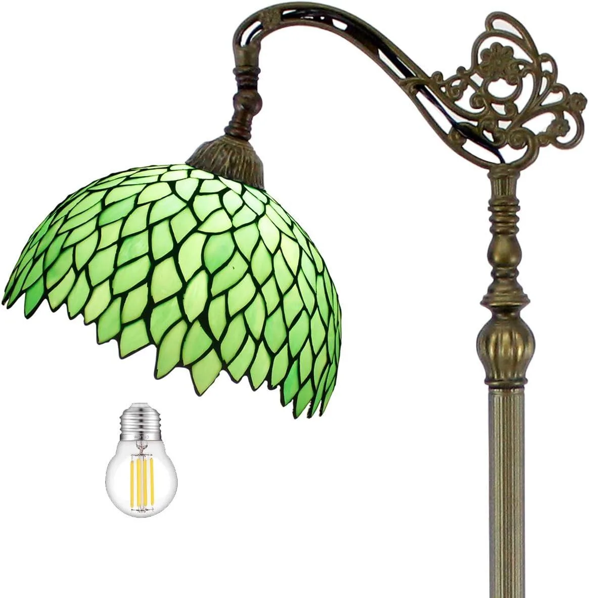 TUKO TUKO S523 Green Wisteria Stained Glass Floor Lamp 12x18x64 Inches Gooseneck Adjustable — product photo