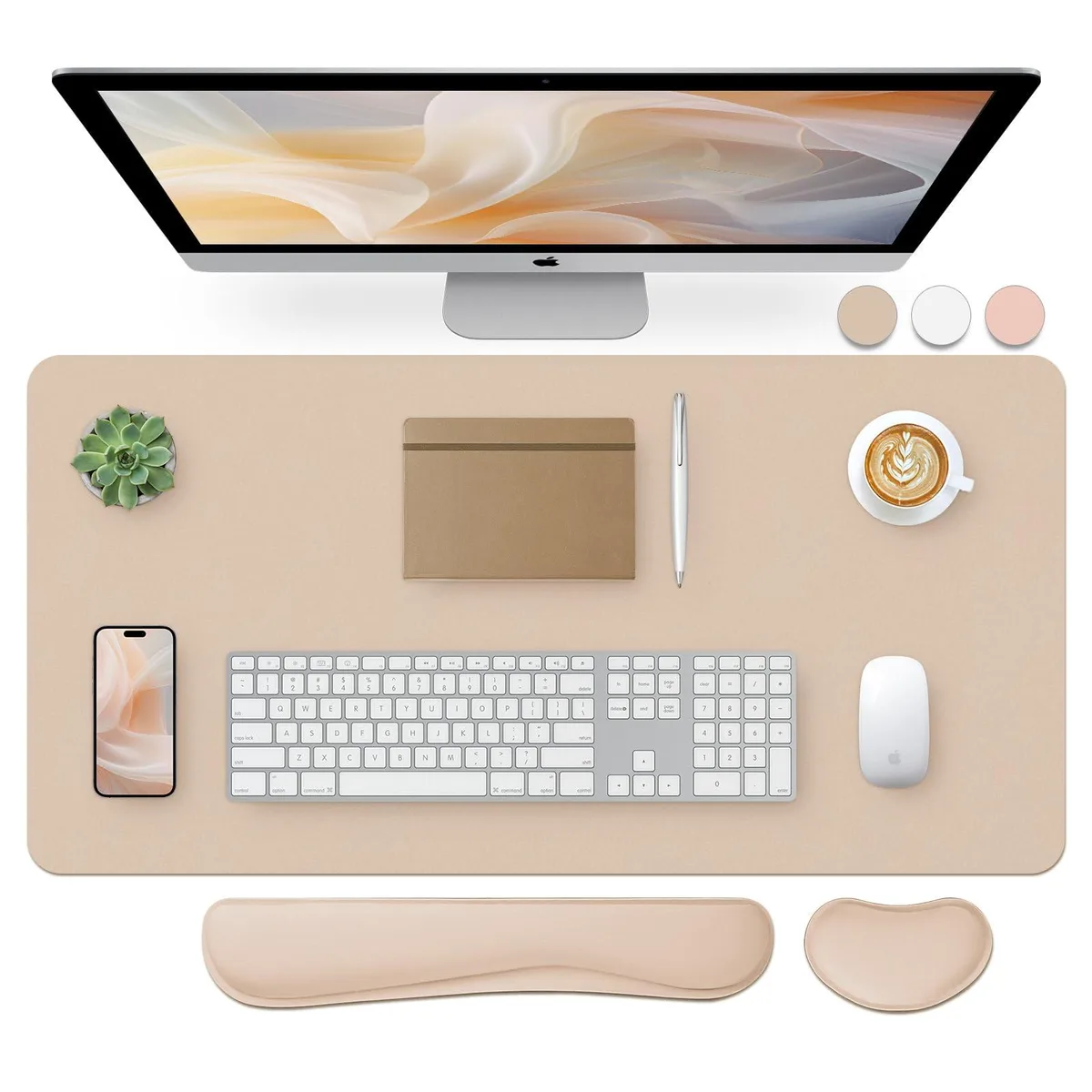  Keychron Desk Pad &amp; Wrist Rest Set 31.5×15.7″ Beige — product photo