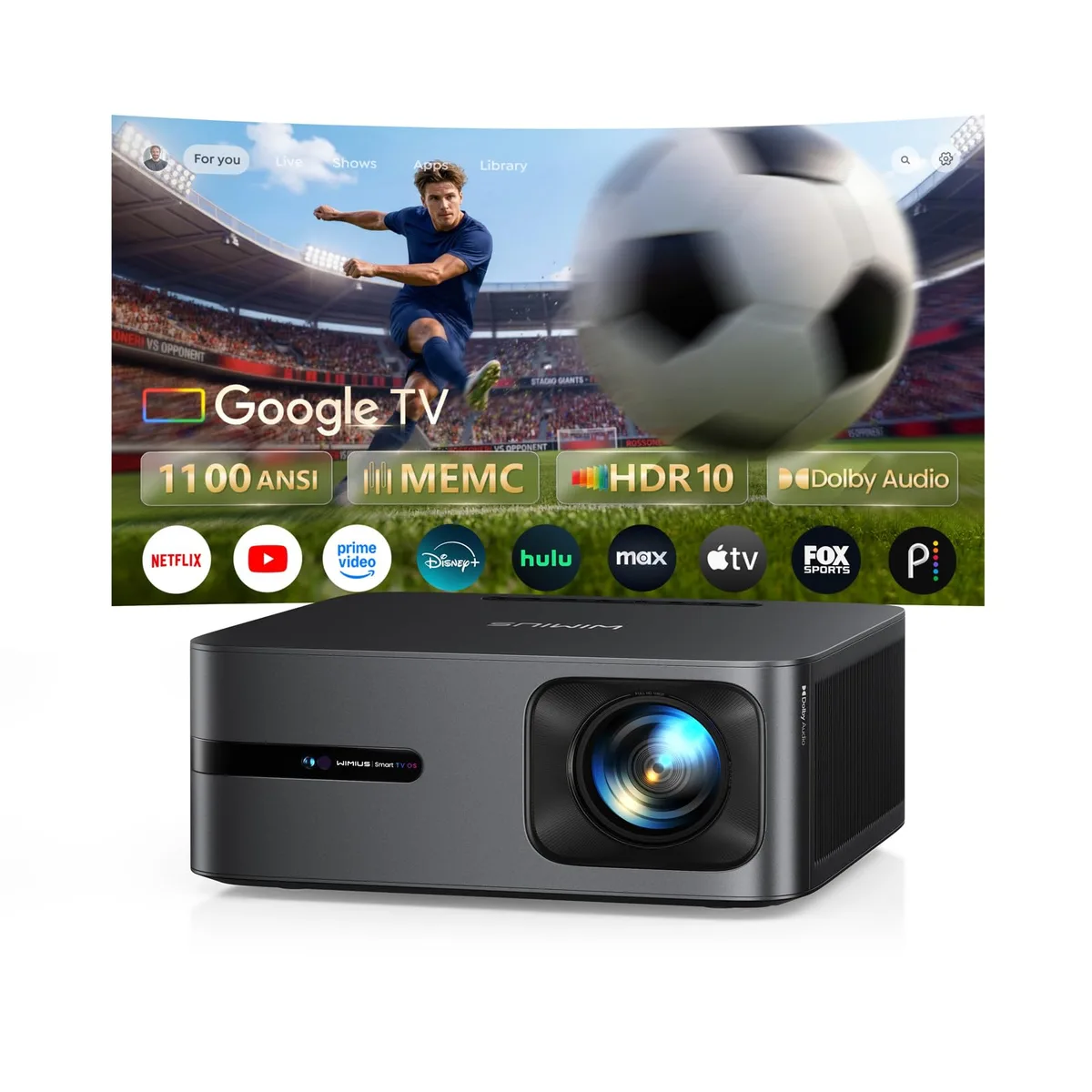 WiMiUS WiMiUS G2 Google TV 14.0 home theater projector 1100 ANSI 30W Dolby — product photo