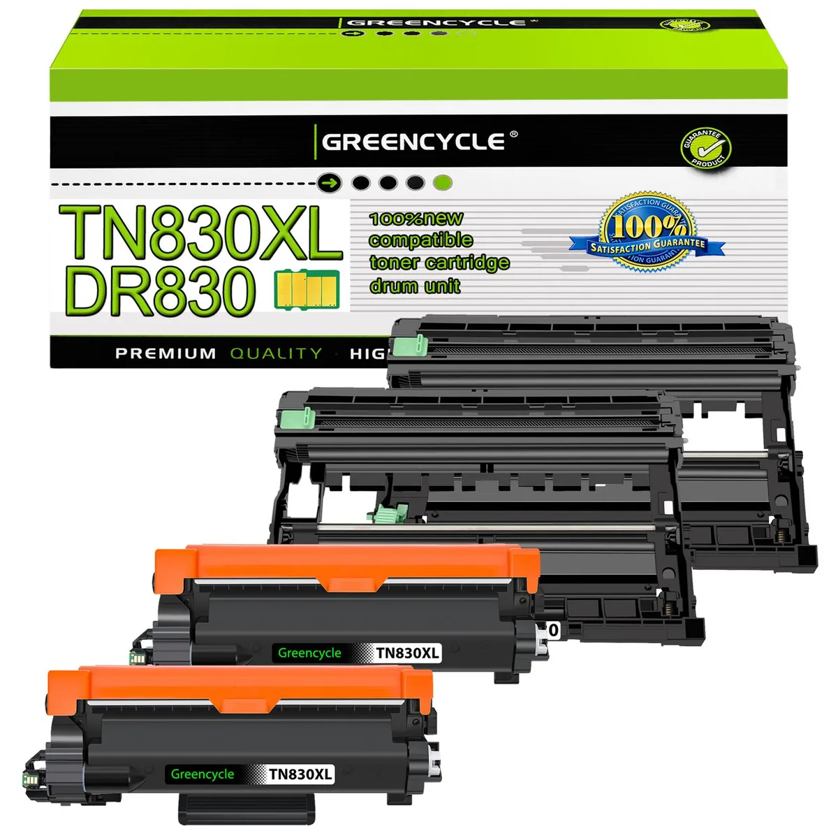 GREENCYCLE GREENCYCLE TN830XL Black Toner &amp; DR830 Drum 4-Pack — product photo