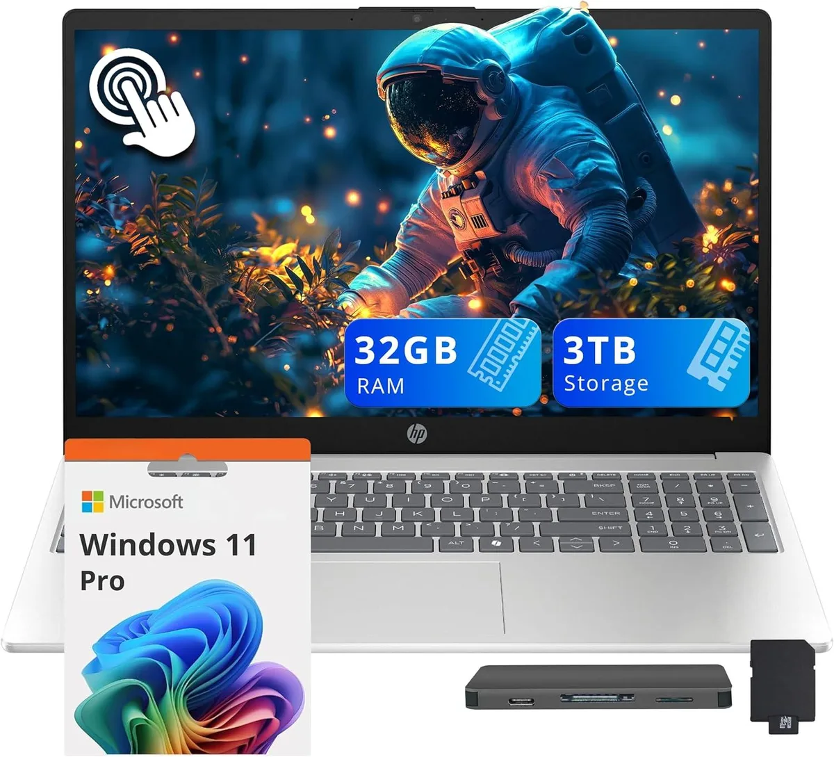 HP HP 15.6" FHD Touchscreen Business Laptop i5-1334U 32GB 2TB SSD + 1TB Dock Silver — product photo