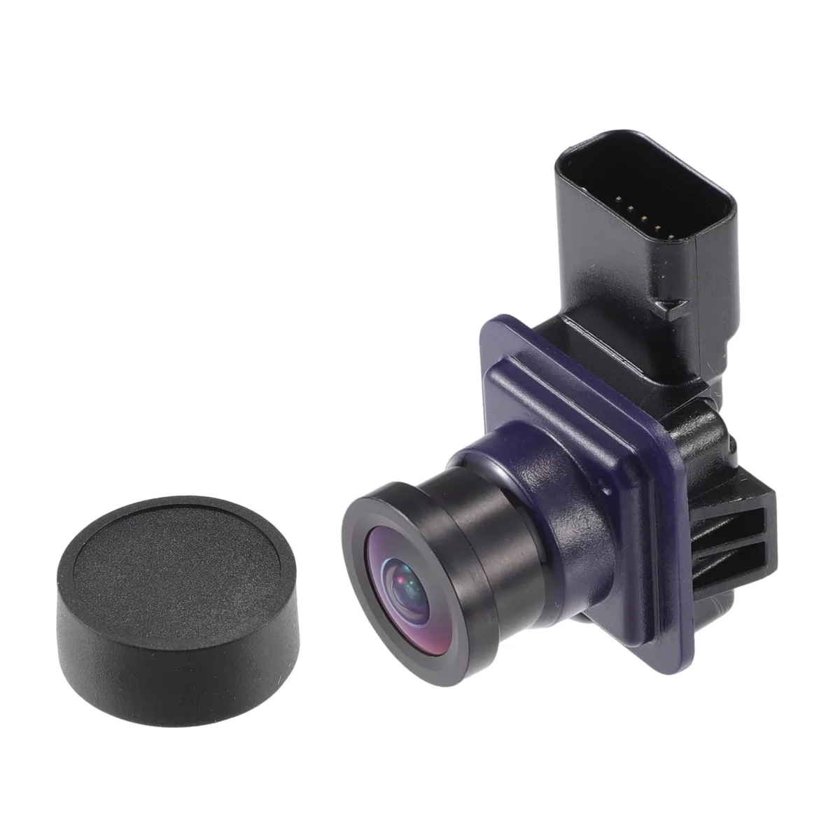 Black plastic and metal rear-view camera with factory connector for Ford Edge 2015-2018