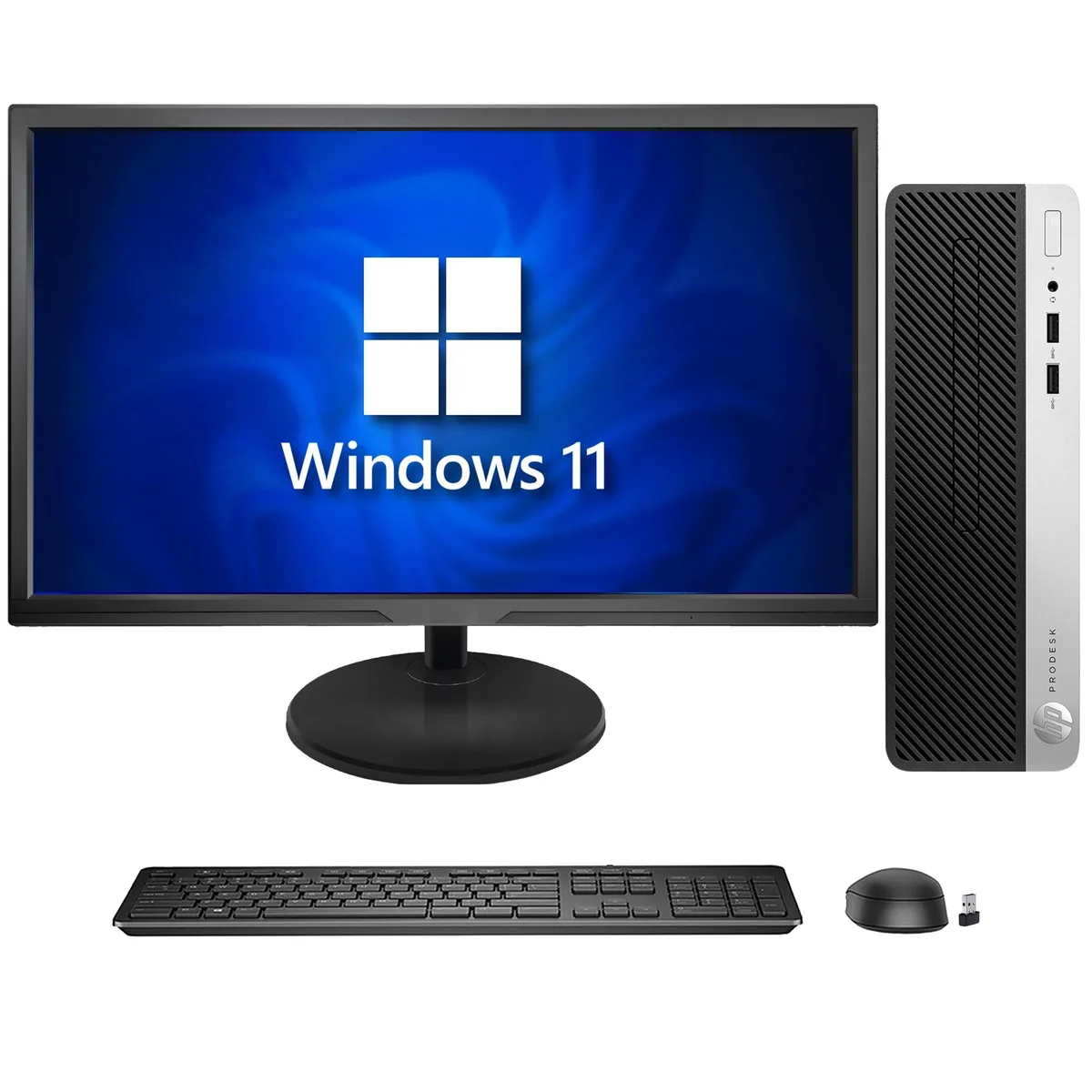 HP HP ProDesk 400 G5 SFF Desktop PC Core i3-8100 8GB 512GB SSD 22" Monitor Windows 11 Pro — product photo