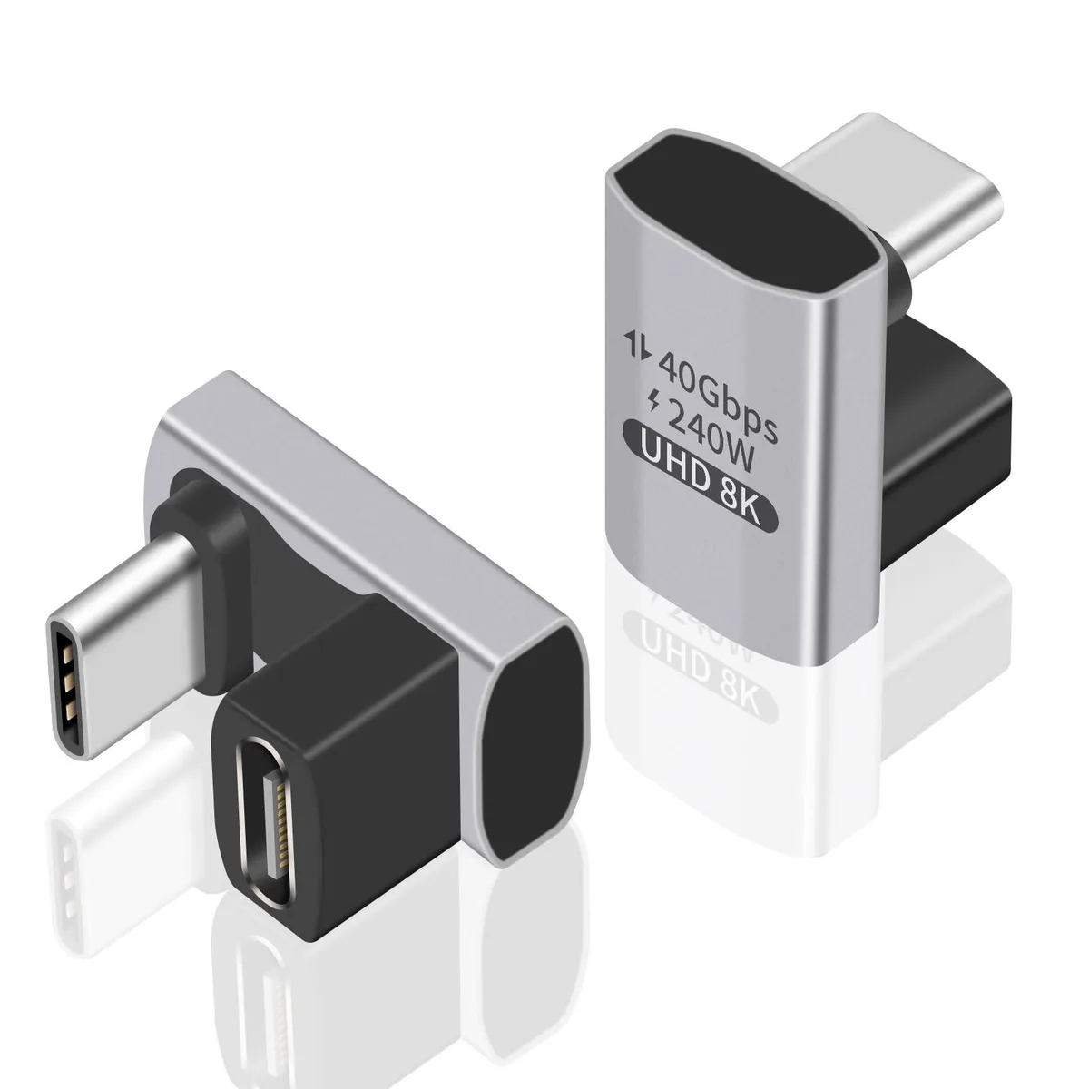 BUCIER BUCIER USB-C 180° Adapter 240W 40Gbps 8K@60Hz Silver 2 Pack — product photo