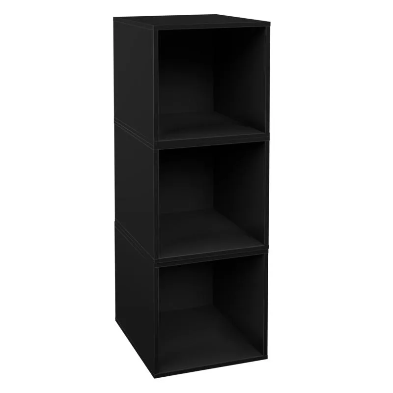 Three ebony wood storage cubes stackable design