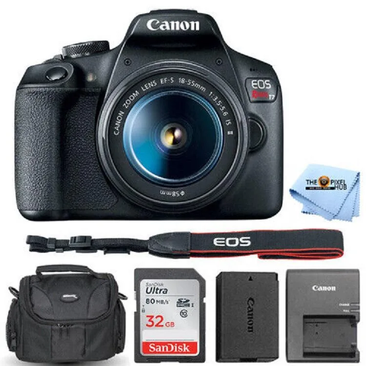 Canon International Canon EOS Rebel T7 24.1MP DSLR camera 18-55mm IS II 32GB bundle — product photo