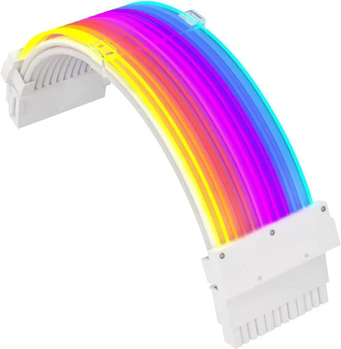  RGB PSU Cables ARGB 24 Pin Sleeved Extension Kit White Connector A Style — product photo