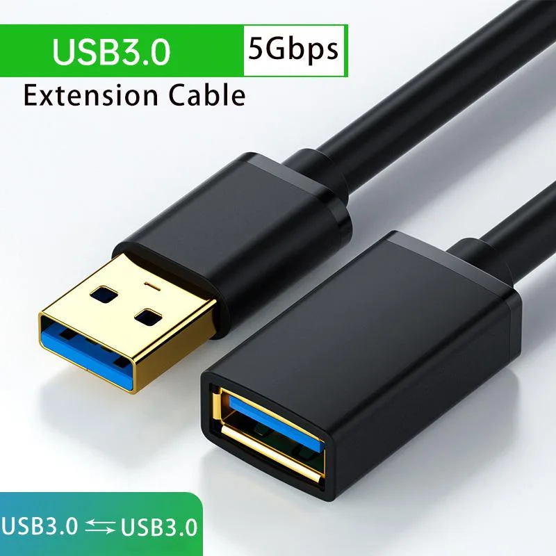 ESTONE ESTONE USB3.0M2F USB 3.0 A-Male to A-Female Extension Cable 10 Feet Black 3-Pack — product photo