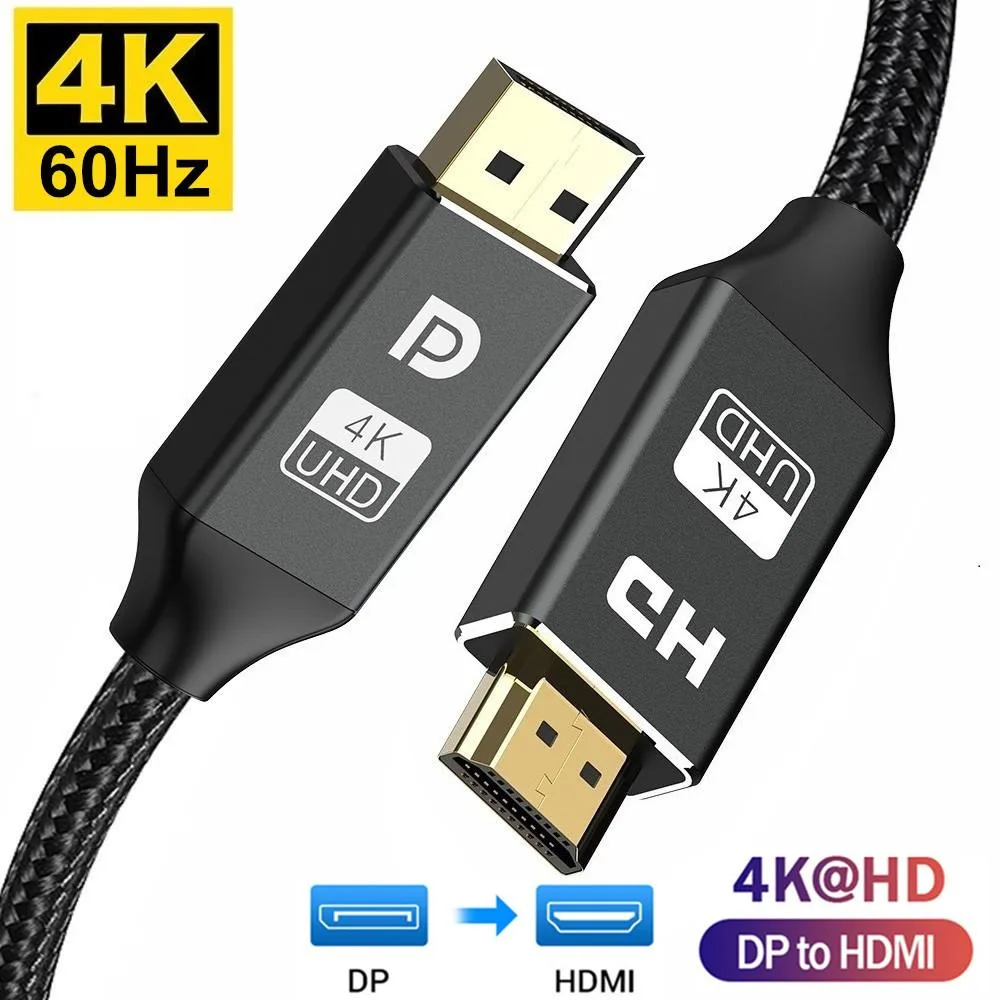 WRIARICH WRIARICH DisplayPort to HDMI cable 1.8m 4K 30Hz braided — product photo