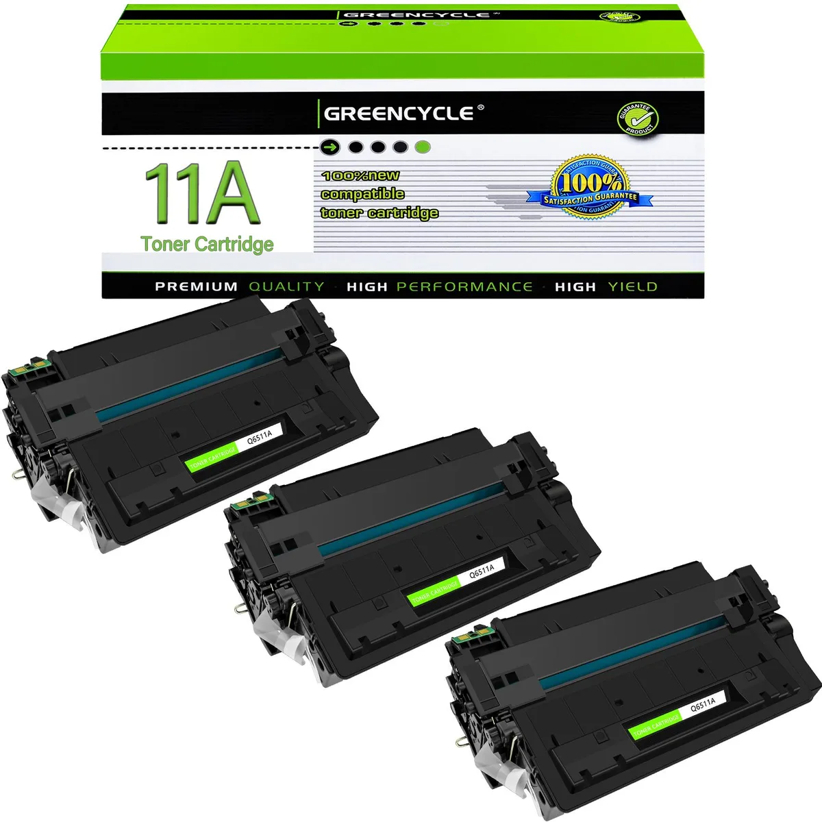 GREENCYCLE GREENCYCLE Q6511A High Yield Toner Cartridge Black 3-Pack 6000 Pages — product photo
