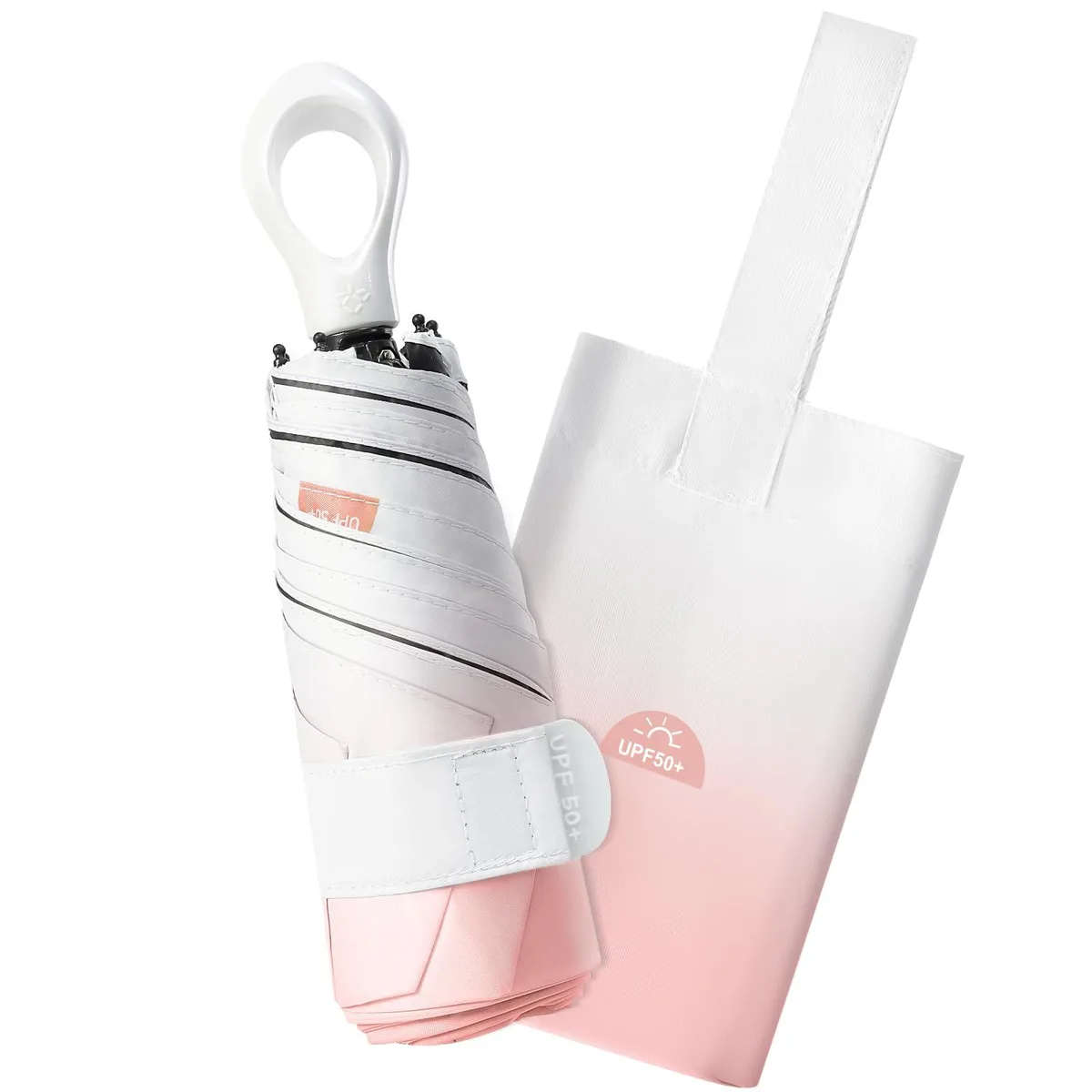  LEAGERA Mini Travel Umbrella UPF 50+ 19 Inch Pink — product photo