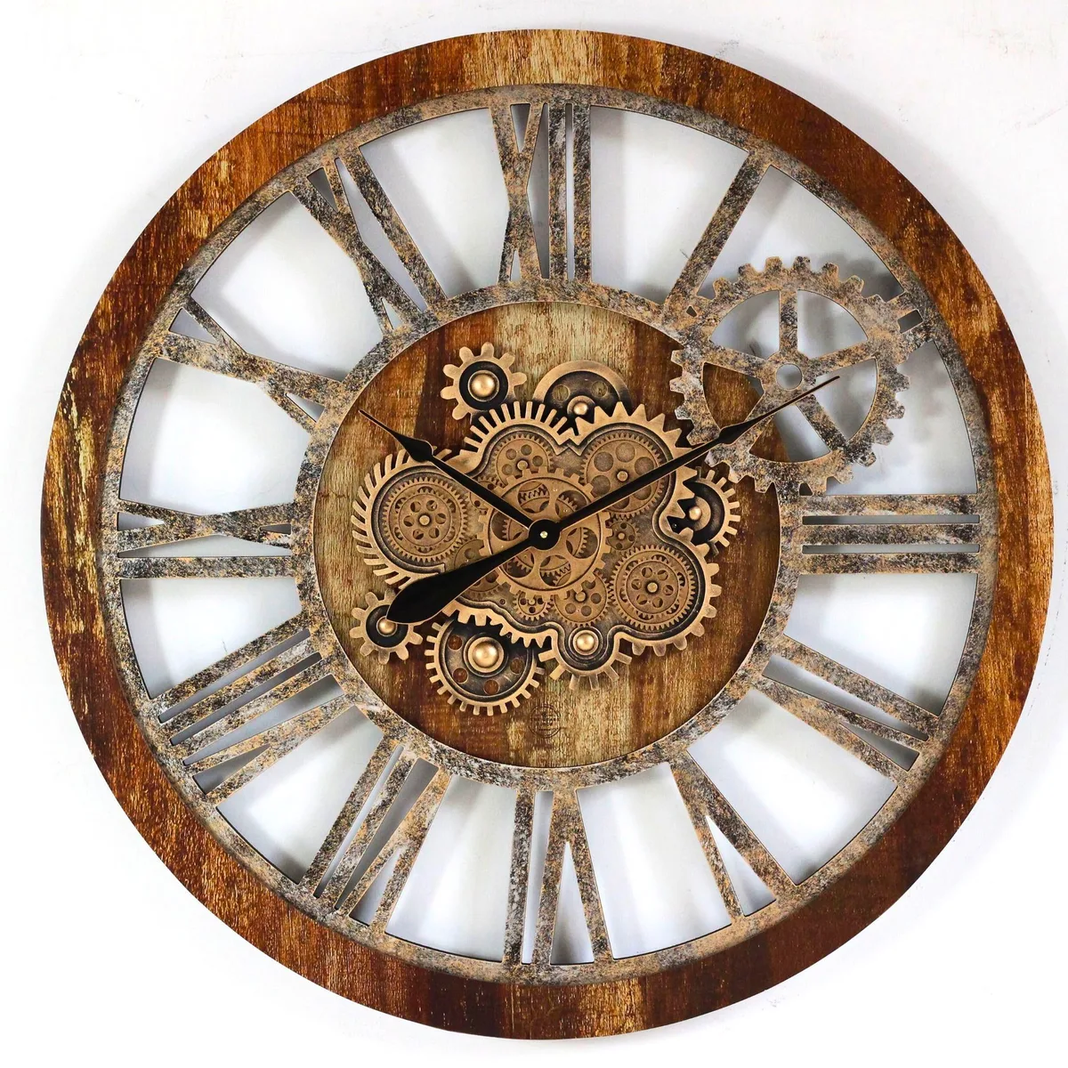 The Gears Clock The Gears Clock AMERICA 24 INCH ROUND 36'' Wall Clock Vintage Brown — product photo