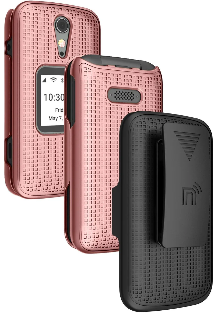 Nakedcellphone Nakedcellphone Grid Case + Belt Clip Holster Combo Rose Gold 13-position clip — product photo