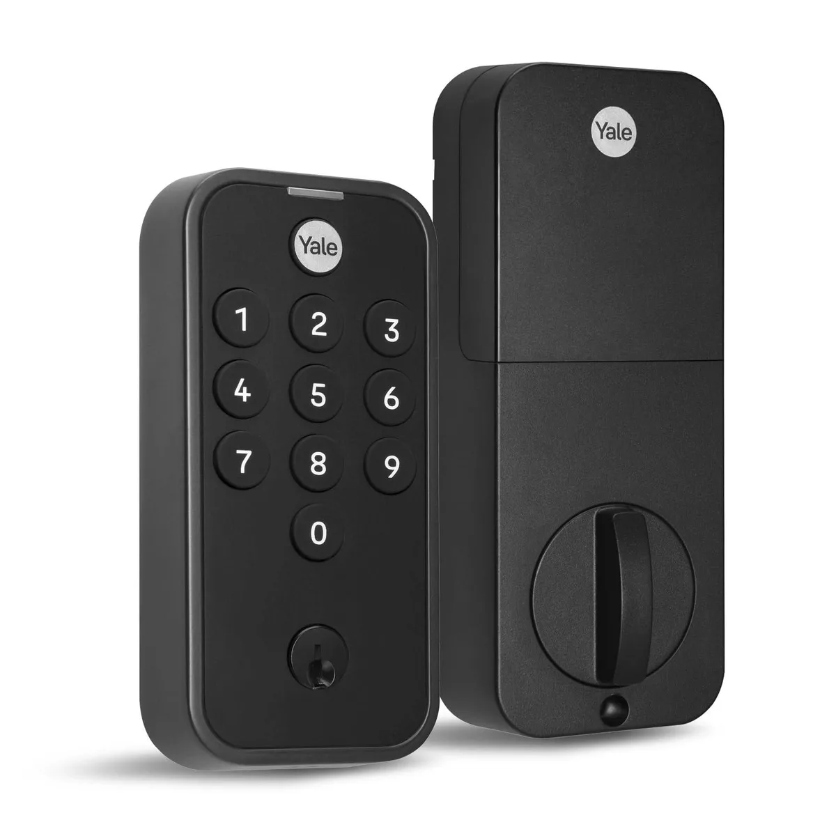 Black Suede keypad deadbolt with backlit keys and keyway