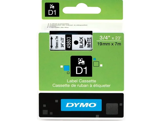 DYMO DYMO 45803 Black on White D1 Label Tape 0.75" x 23 ft pos accessory — product photo