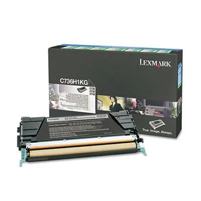 Lexmark C736 black toner cartridge in a rectangular box