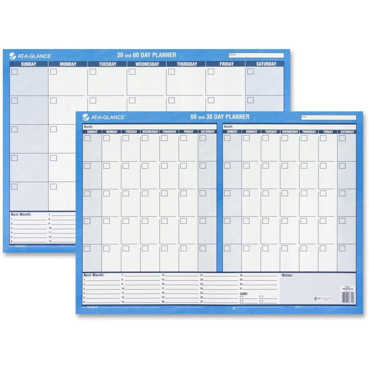 AT-A-GLANCE AT-A-GLANCE Undated 3060-Day Horizontal Erasable Wall Calendar Reversible 24 x Blue — product photo