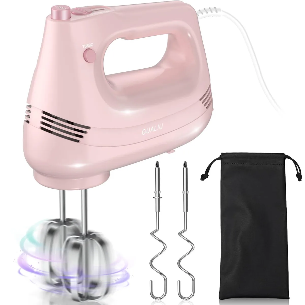  GUALIU CX-6679 Electric Hand Mixer 5 Speed Turbo Pink — product photo