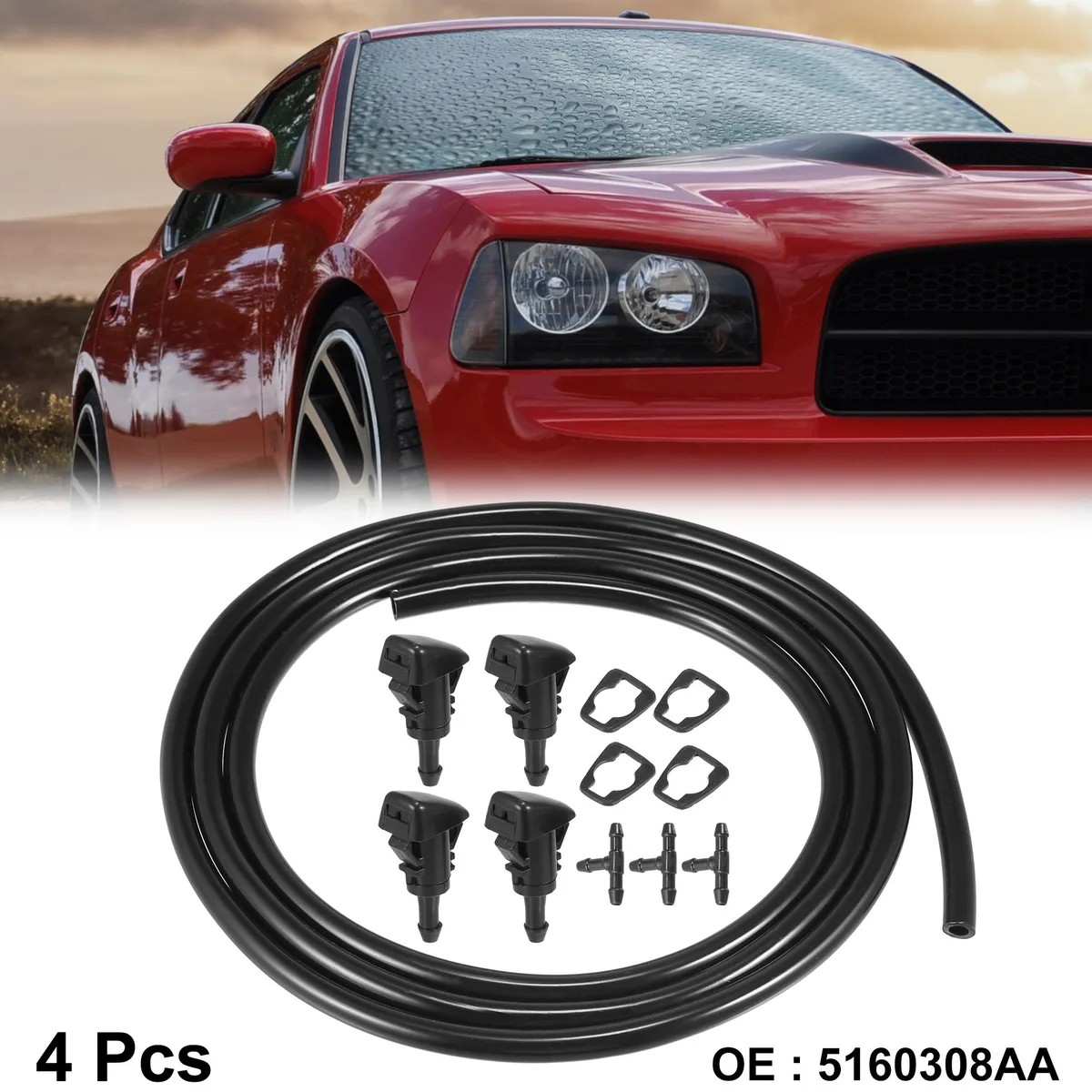 Unique-Bargains Unique-Bargains Windshield Washer Nozzle Kit 15878745 GMC Envoy 2002-2009 4pcs 1m Hose 3 Connectors — product photo