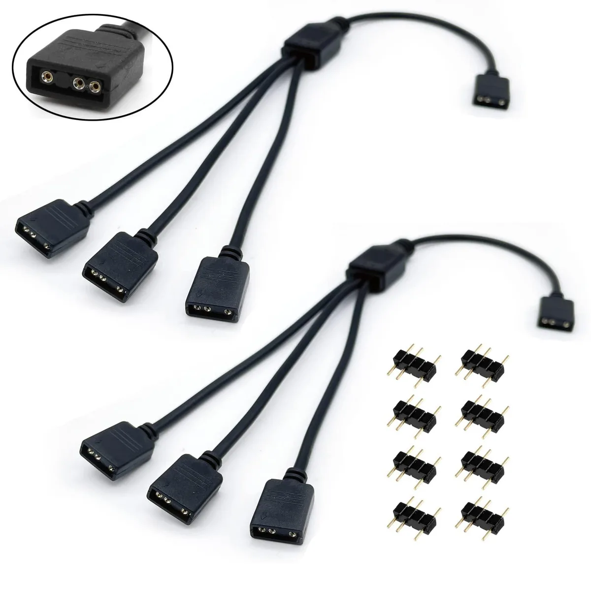 BFKK BFKK 1-to-3 ARGB Splitter Cable 2 Pack 30cm 5V 3 Pin — product photo