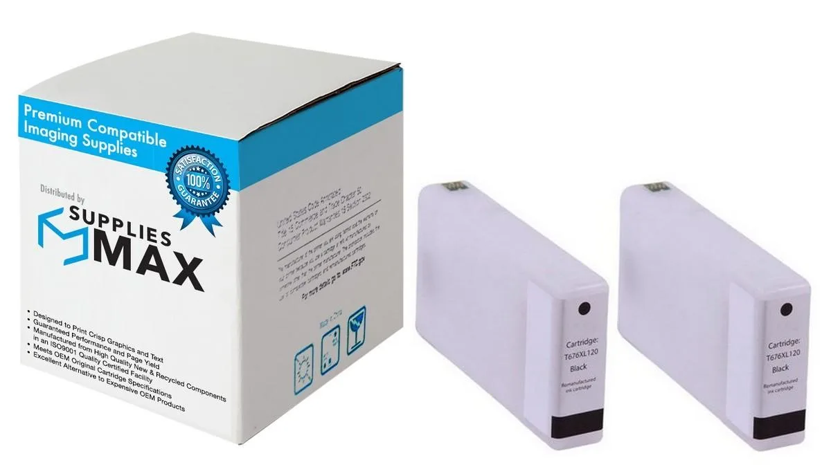 SuppliesMax SuppliesMax T676XL120-D2 Black Inkjet Cartridge 2 Pack 2400 Pages — product photo