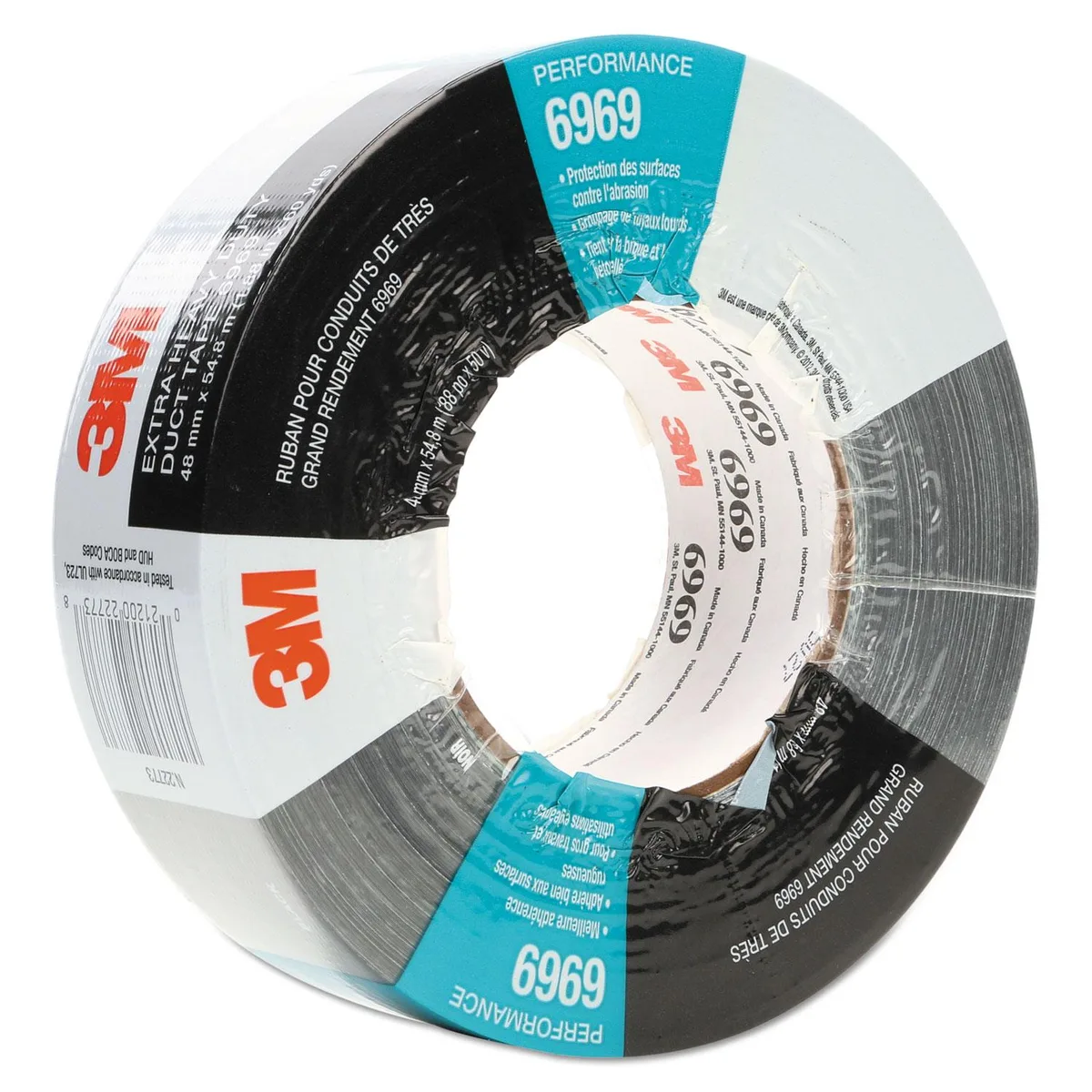 3M 3M Extra-Heavy-Duty Duct Tape 6969 Silver 48mm x 54.8m 10.7 mil mailing supply — product photo
