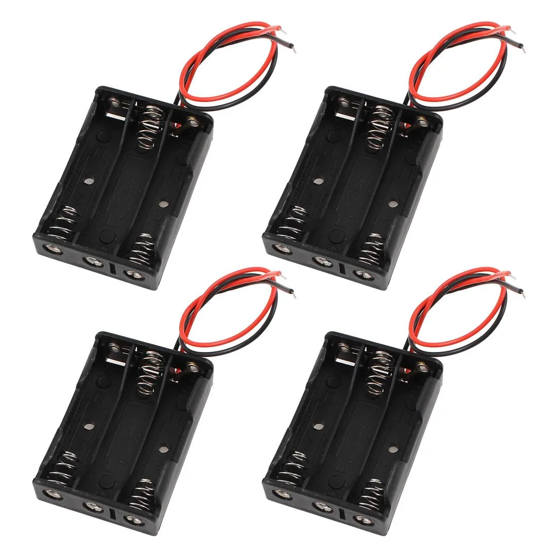 Unique-Bargains Unique-Bargains 4 Pcs AAA Battery Holder 15cm Wired Black 42g — product photo