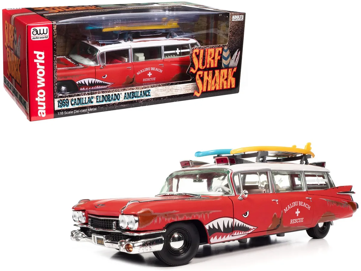 auto world auto world AW312 1959 Cadillac Eldorado Ambulance 1/18 Diecast Hobby Collectible — product photo