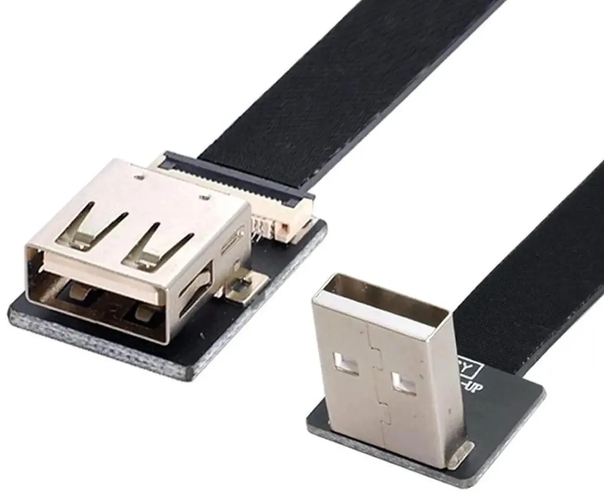 SMUGDESK SMUGDESK 2.0M 90 Degree Up Angled USB 2.0 Male to Female Flat Ribbon Flex Extension Cable Adapter — product photo