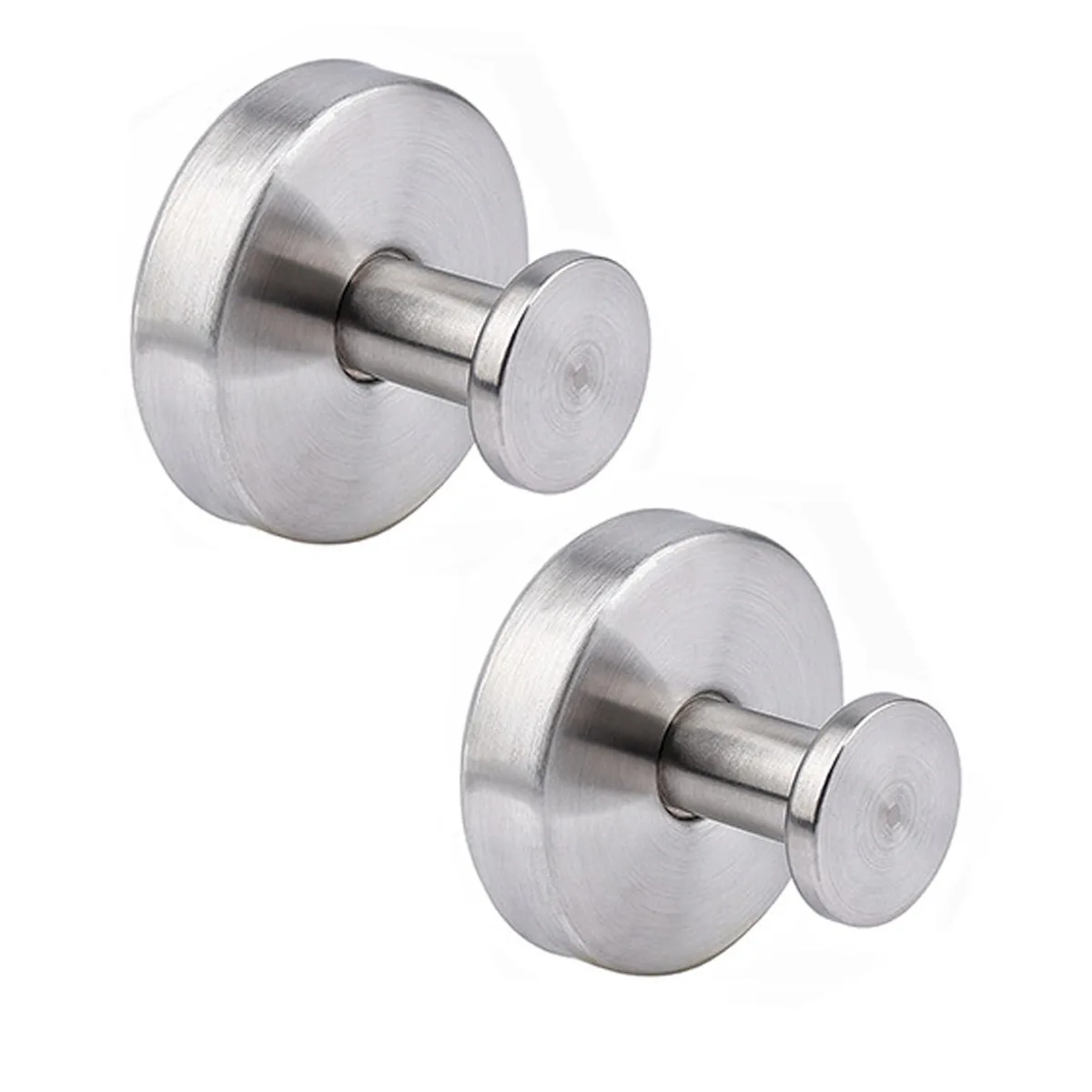 Silver stainless steel suction cup hook, 2.36 inch round base, twist-lock design