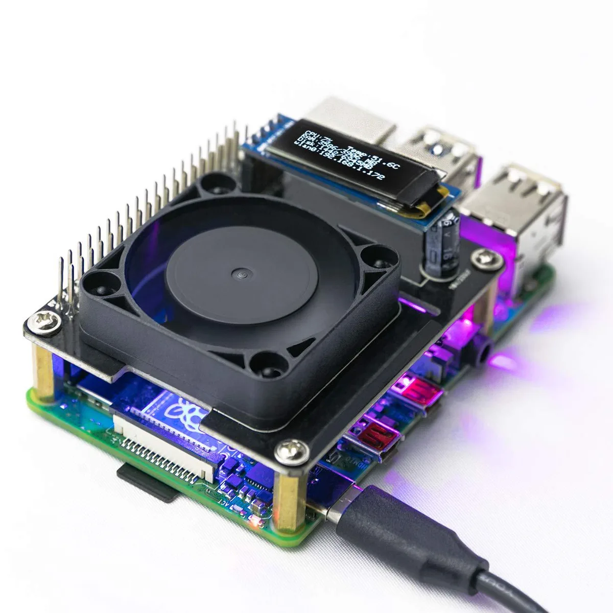 yahboom yahboom Raspberry Pi Quiet Cooling Fan 40pin RGB OLED — product photo