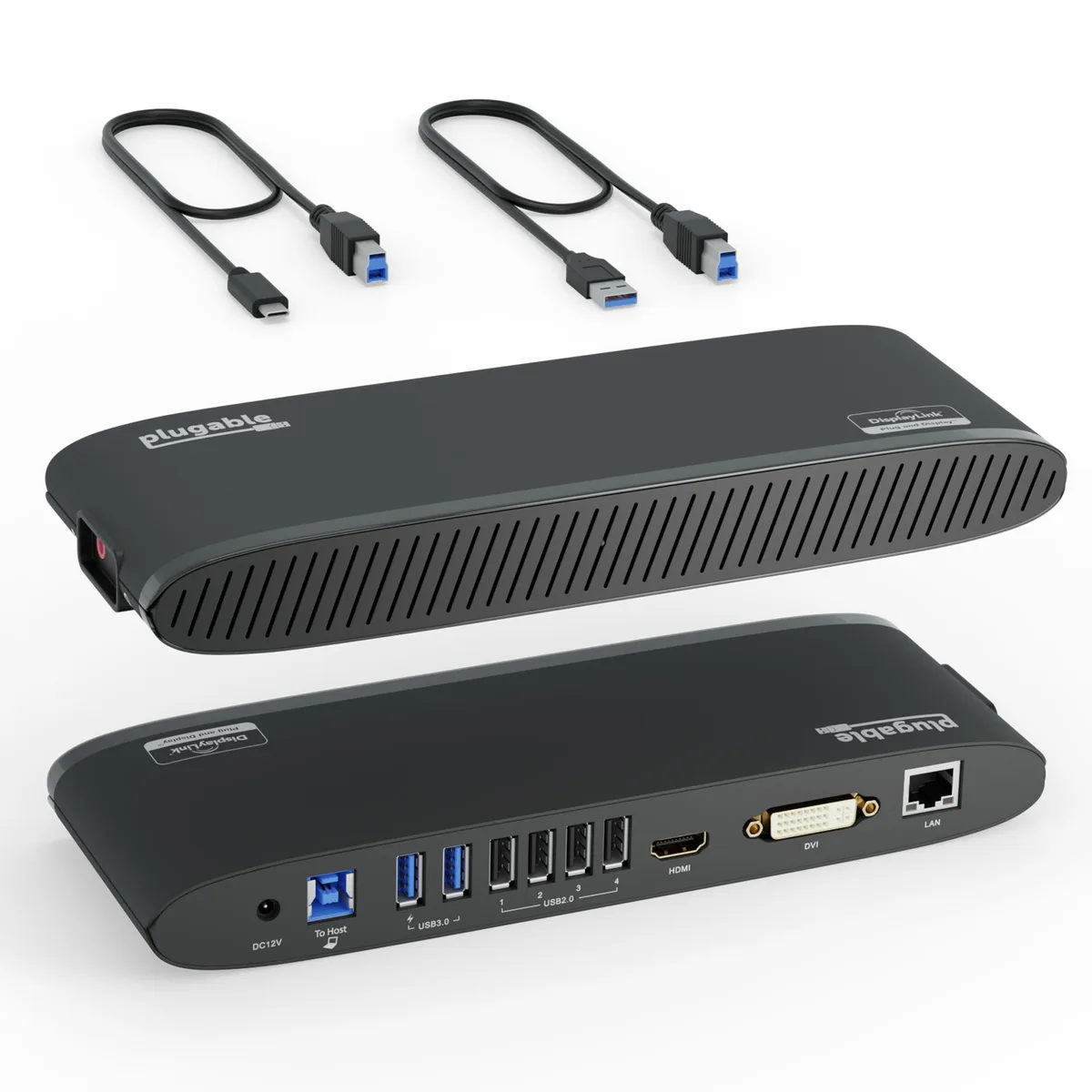Plugable Technologies Plugable Technologies UD-3900H USB 3.0 Windows Mac Dual Monitor HDMI DVI Horizontal docking station — product photo