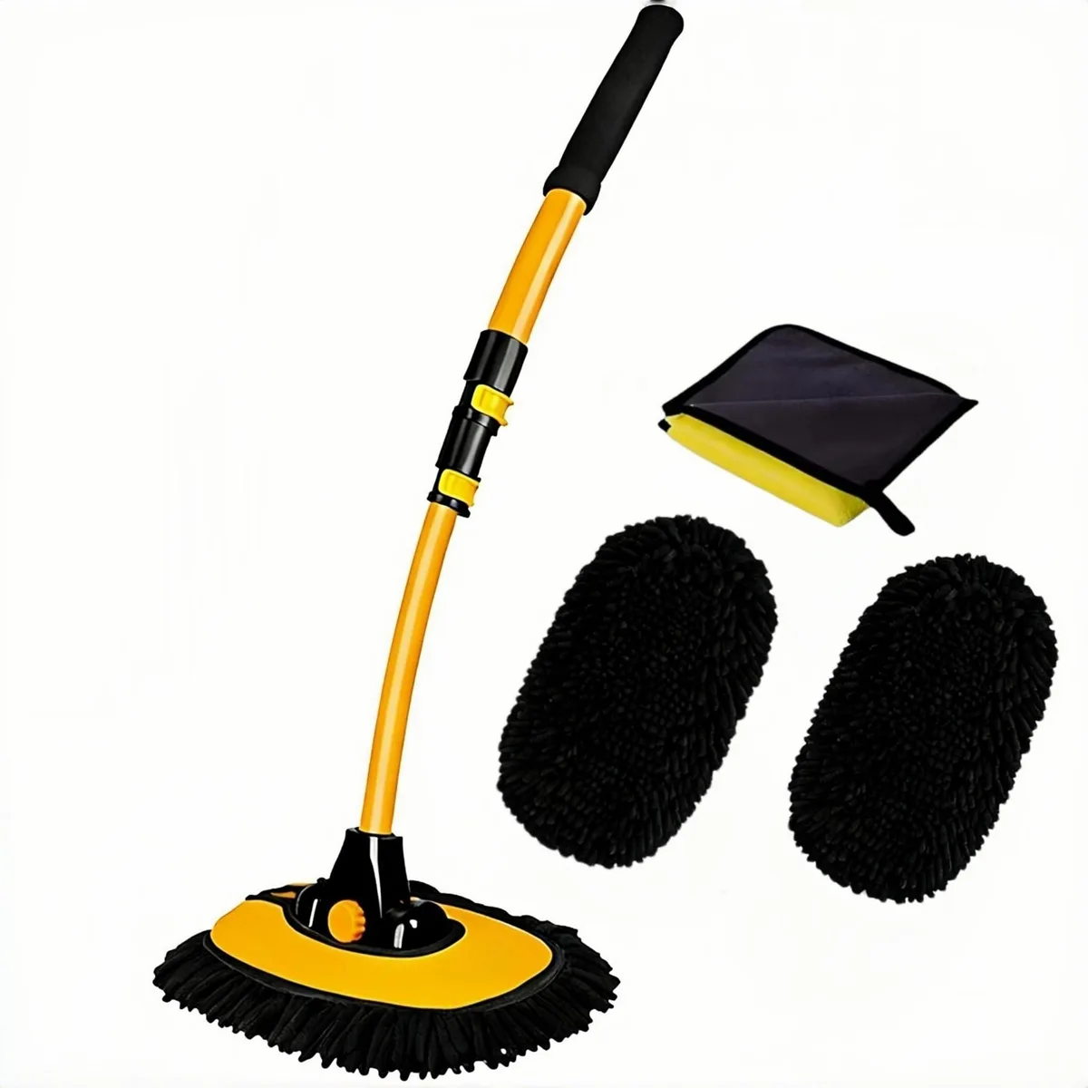 Metra BMBRUSH MOP-A3 Car Wash Kit with 21-41 inch Curved Pole, 2 Heads, Cloth — product photo