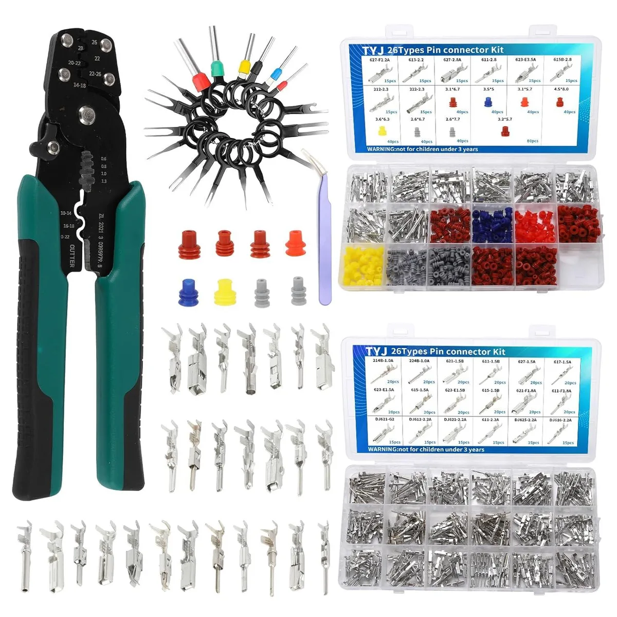  812Pcs Pin Connector Kit with Crimping Pliers — product photo