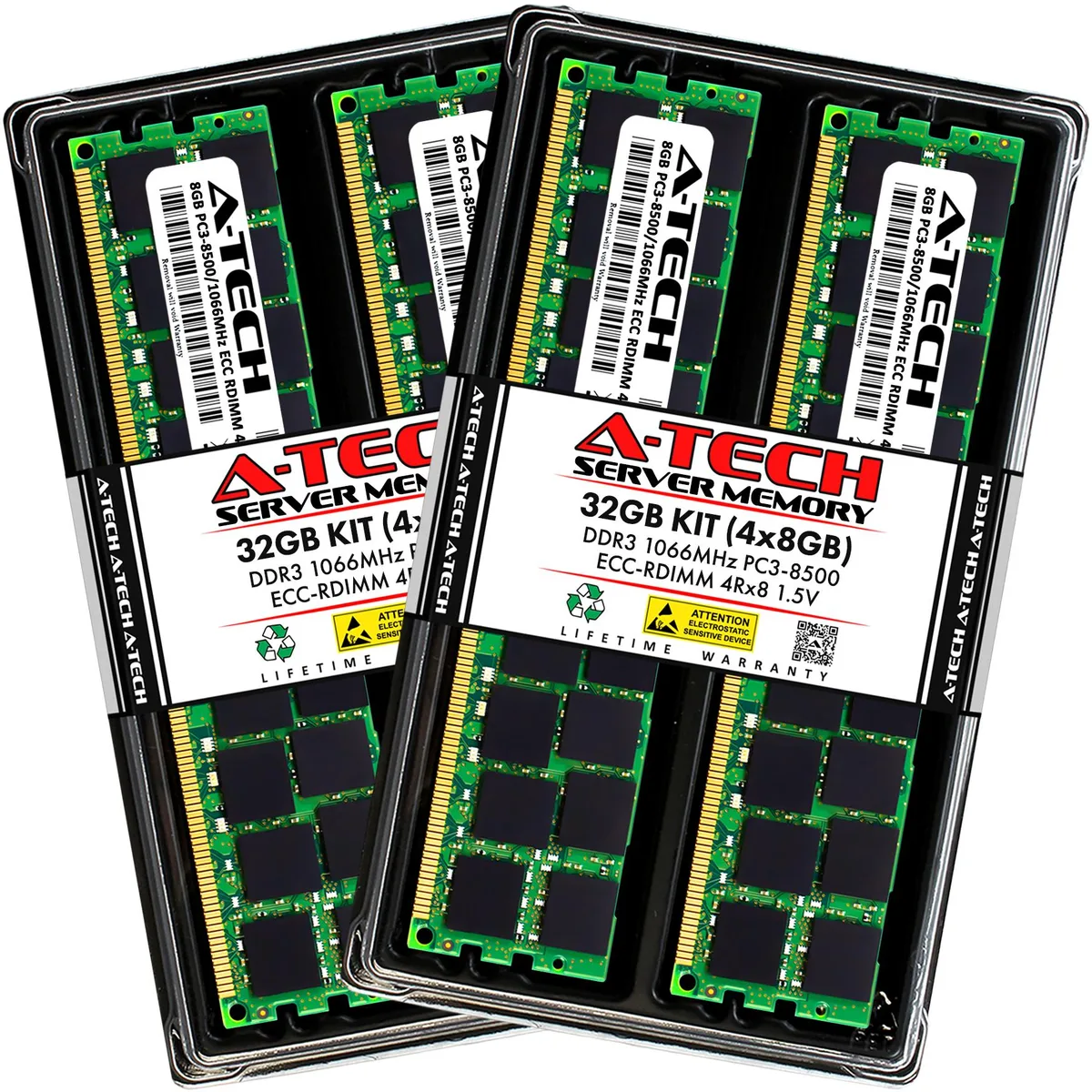 A-Tech A-Tech 32GB (4x8GB) DDR3L 1066 PC3L-8500R ECC RDIMM 4Rx8 1.35V 240-Pin Server RAM — product photo