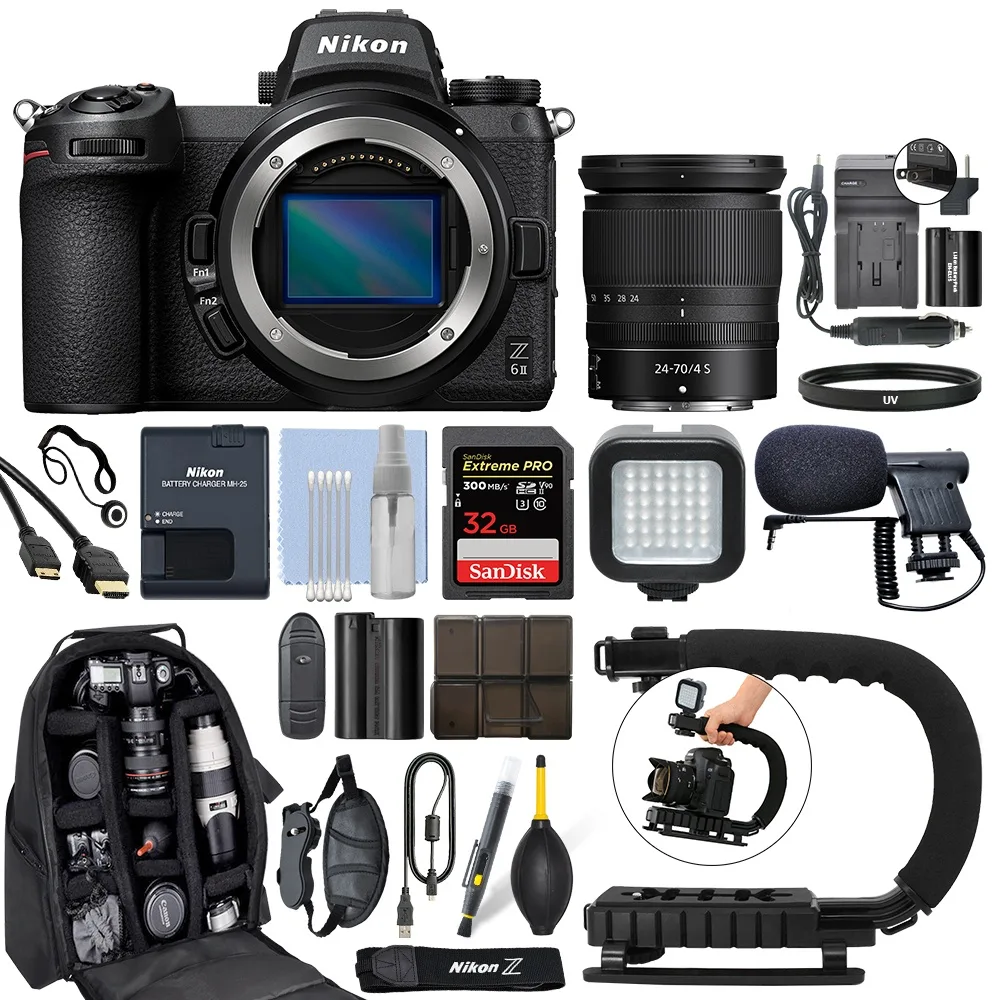 Nikon Global Nikon Global Z 6II 24.5MP mirrorless camera kit with 24-70mm f/4 lens and 64GB video kit — product photo
