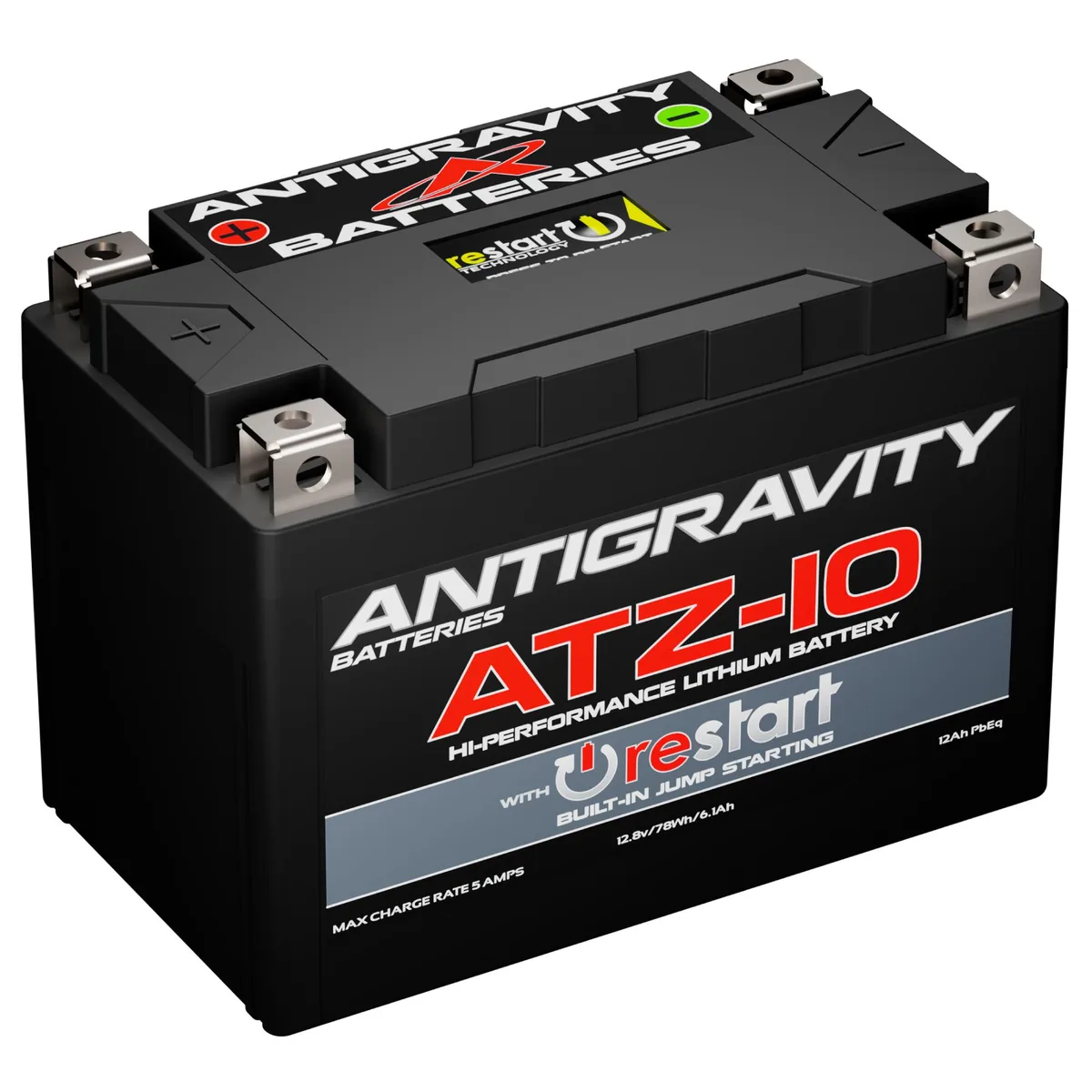 Antigravity Batteries Antigravity Batteries ATZ10-RS 12V LiFePO4 Motorcycle Battery 360CA 78Wh 2.6 lbs RE-START BMS — product photo