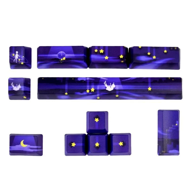 YINGHUA YINGHUA Purple for sky Stars PBT Keycaps 12 PCS OEM 6.25U Space 117mm — product photo