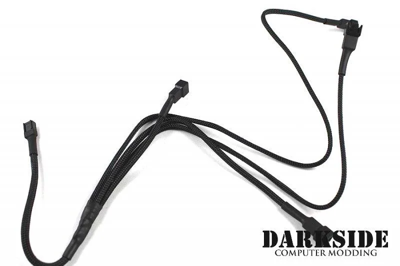 Darkside Computer Modding Darkside Computer Modding Jet Black 3-pin Quad Radiator Fan Power Y-Cable Splitter 75cm — product photo